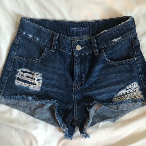 Guess High Rise Ripped Shorts - Picture 3 of 7